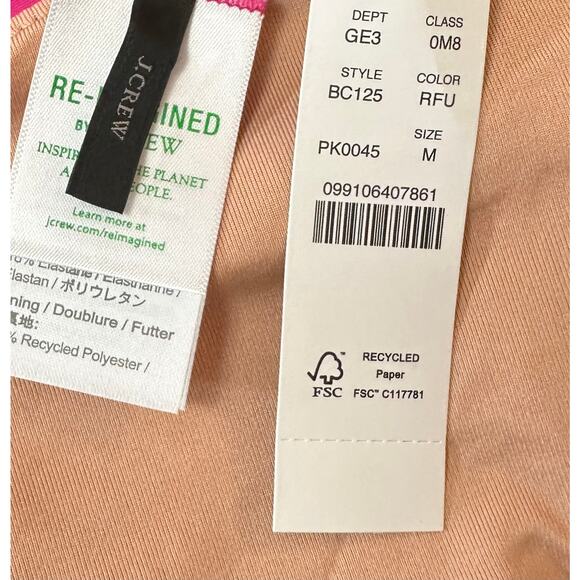 2/$15 NWT J. Crew Curved-Waist Cheeky Bikini Bottom Pink High-Cut UPF 50 Size M - Picture 4 of 6